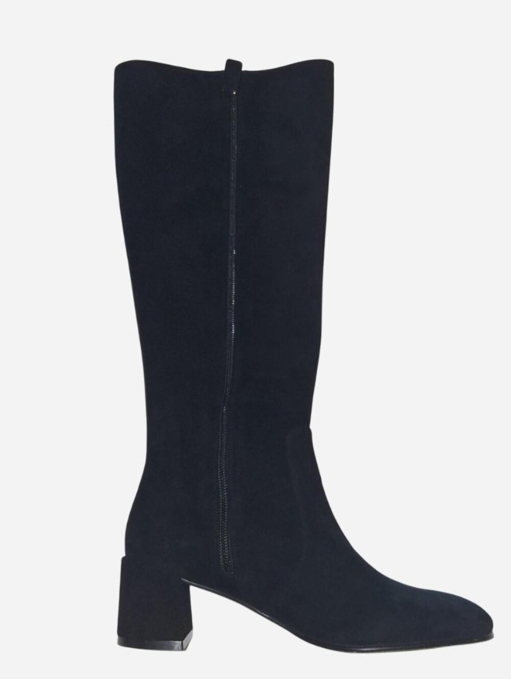 Stuart Weitzman Maeve Black Suede Knee-High Block Heel Boots Size 6